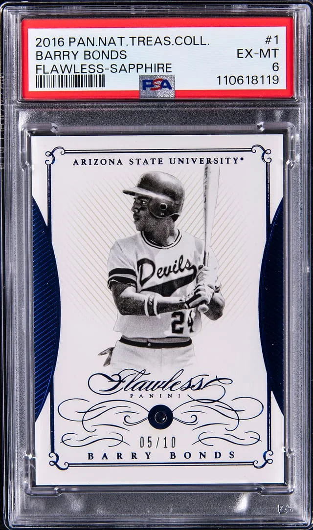 2016 Panini National Treasures Barry Bonds Collegiate Flawless Sapphire #1 card image