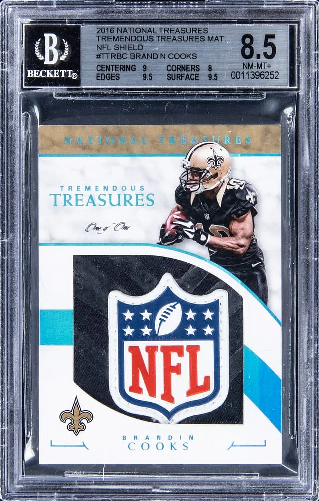2016 Panini National Treasures Brandin Cooks Tremendous Treasures Material NFL Shield #TTR-BC card image