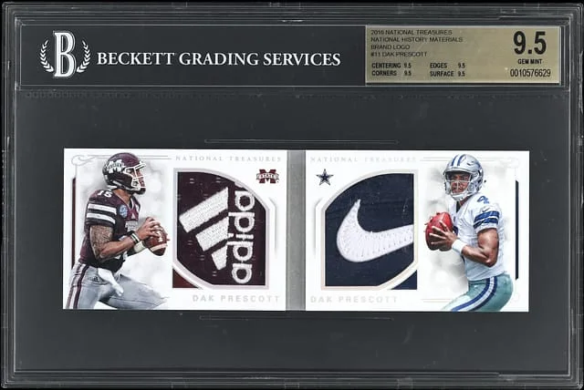 2016 Panini National Treasures Dak Prescott National History Materials Brand Logo #11 card image