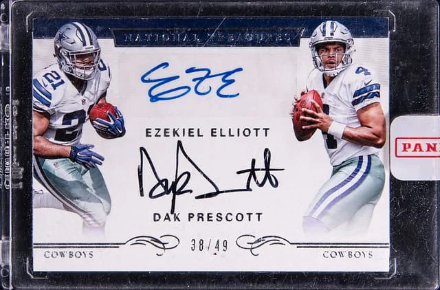 2016 Panini National Treasures Dak Prescott/Ezekiel Elliott Signatures #8 card image