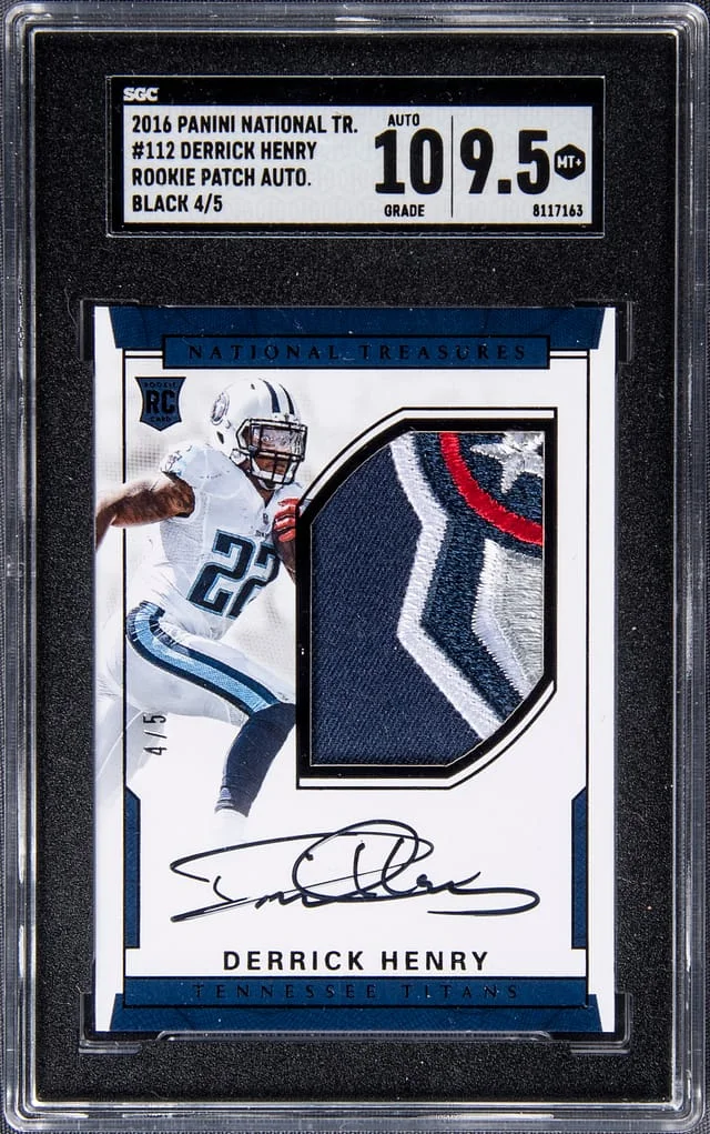 2016 Panini National Treasures Derrick Henry Patch Autographs Black #112 card image