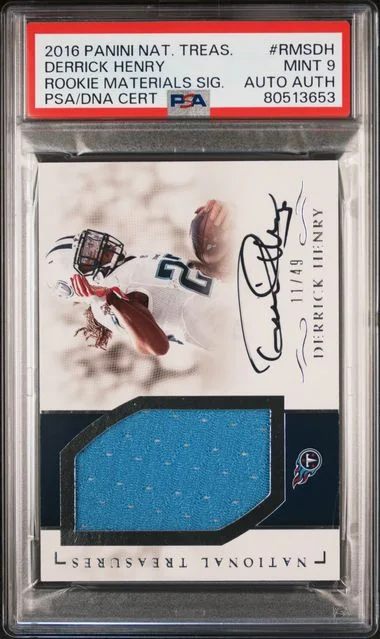2016 Panini National Treasures Derrick Henry Materials Signatures #RMSDH card image