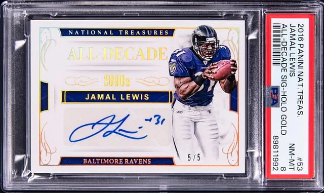 2016 Panini National Treasures Jamal Lewis All-Decade Signature Holo Gold #53 card image