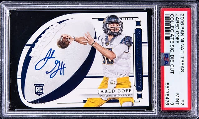 2016 Panini National Treasures Jared Goff Collegiate Signature Die-Cut #2 card image