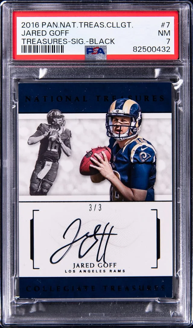 2016 Panini National Treasures Jared Goff Collegiate Treasures Signature Black #7 card image