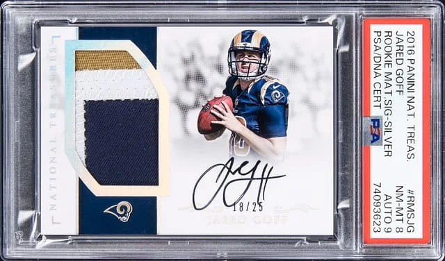2016 Panini National Treasures Jared Goff Material Signatures Silver #RMS-JG card image