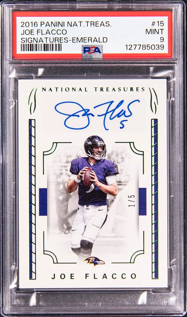 2016 Panini National Treasures Joe Flacco Signatures Emerald #15 card image