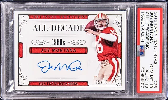 2016 Panini National Treasures Joe Montana All Decade Signature #25 card image