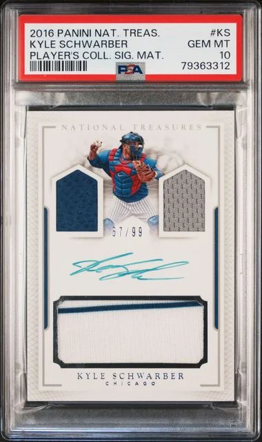 2016 Panini National Treasures Kyle Schwarber Player's Collection Signature Materials #KS card image