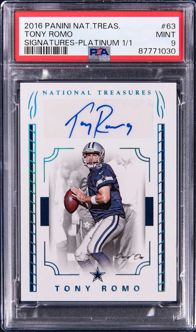 2016 Panini National Treasures Tony Romo Signatures Platinum #63 card image