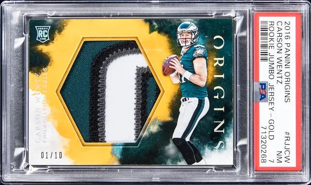 2016 Panini Origins Carson Wentz Jumbo Jersey Gold #RJJ-CW card image