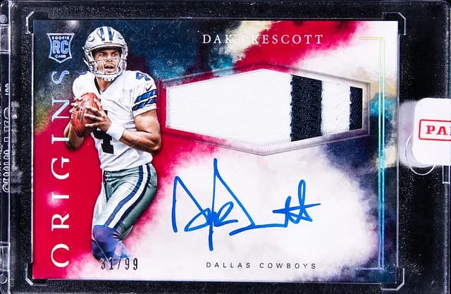 2016 Panini Origins Dak Prescott Jumbo Patch Autograph Red #RJPA-DP card image