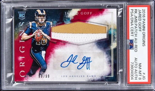2016 Panini Origins Jared Goff Jumbo Patch Autographs Blue #RJPA-JG card image