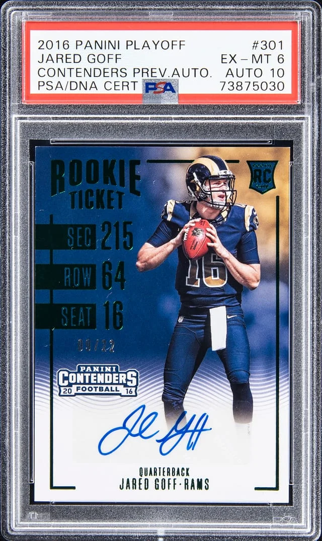 2016 Panini Playoff Jared Goff Contenders Preview Autographs #301 card image