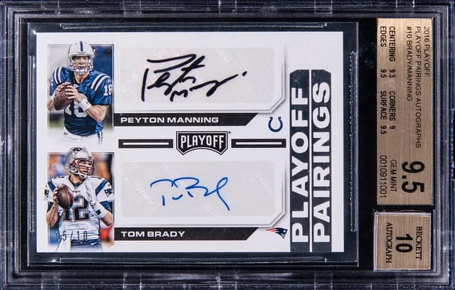 2016 Panini Playoff Peyton Manning/Tom Brady Pairings Autographs #10 card image