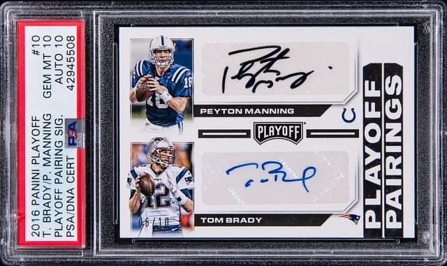 2016 Panini Playoff Tom Brady/Peyton Manning Pairings Signatures #10 card image