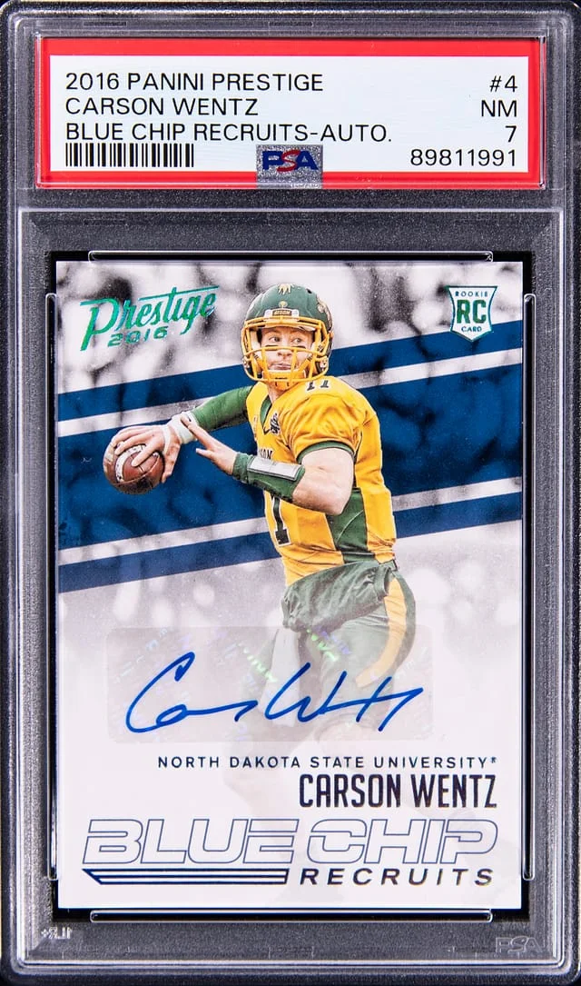 2016 Panini Prestige Carson Wentz Blue Chip Recruits Autograph #4 card image