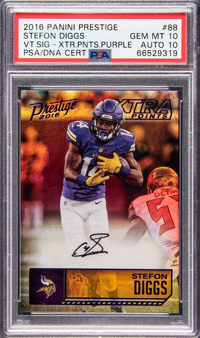 2016 Panini Prestige Stefon Diggs Veteran Signatures Xtra Points Purple #88 card image