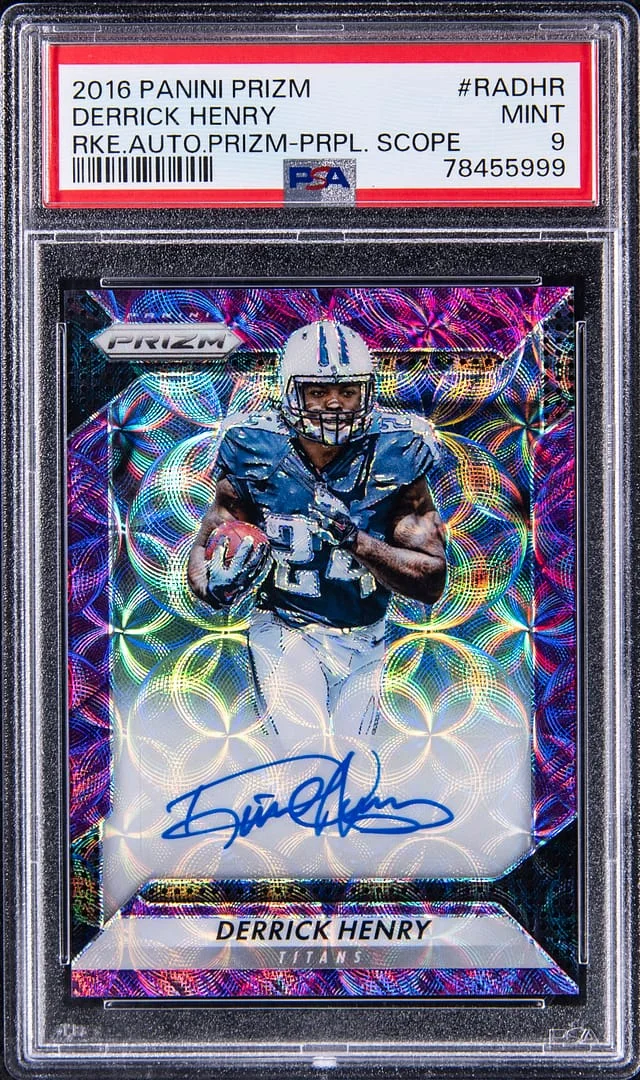 2016 Panini Prizm Derrick Henry Autograph Prizm Purple Scope #RA-DHR card image