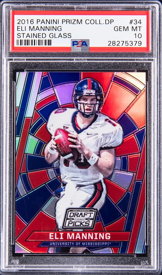 2016 Panini Prizm Eli Manning Collegiate Draft Picks Stained Glass #34 card image