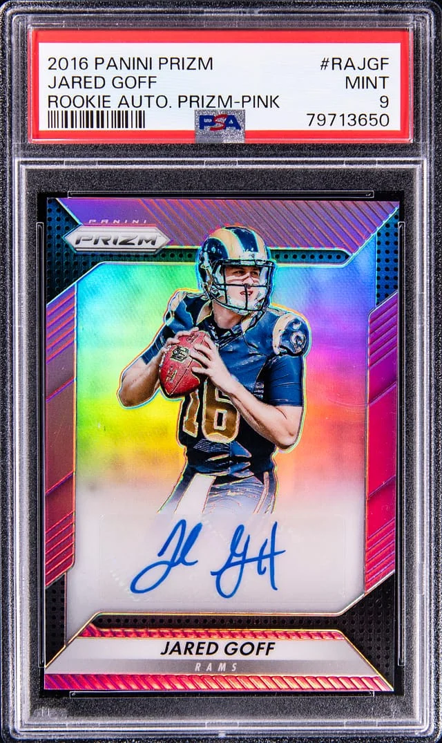 2016 Panini Prizm Jared Goff Autograph Prizm Pink #RAJGF card image