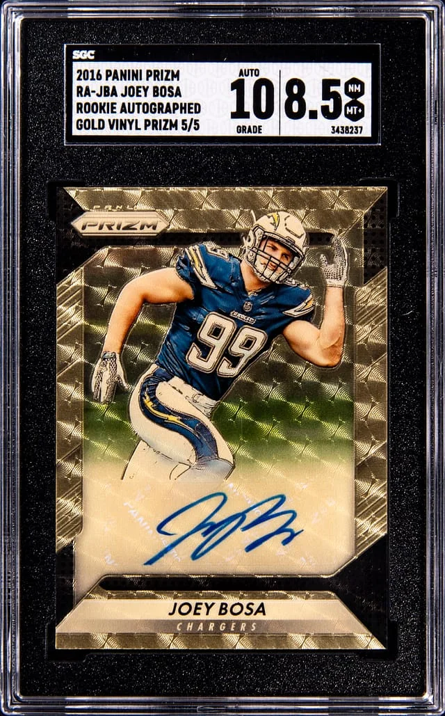 2016 Panini Prizm Joey Bosa Autograph Gold Prizm #RA-JBA card image
