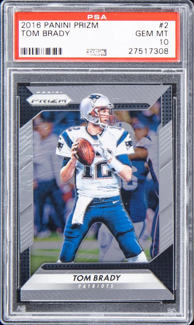 2016 Panini Prizm Tom Brady Blue Wave Prizm #2 card image