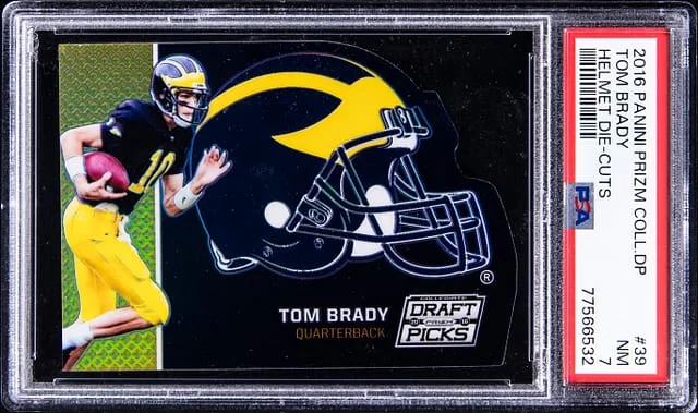 2016 Panini Prizm Tom Brady College Draft Picks Helmet Die-Cuts #39 card image