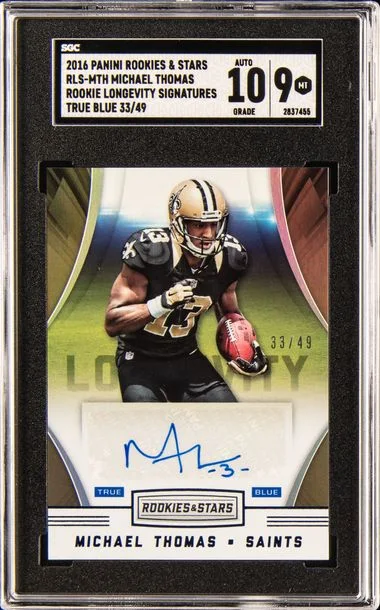 2016 Panini Rls-Mth Michael Thomas Rookies & Stars Longevity Signatures True Blue #33/49 card image