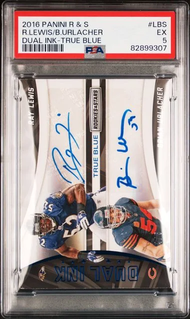 2016 Panini Rookies & Stars Dual Ink True Blue Lbs Brian Urlacher/Ray Lewis #no-number card image