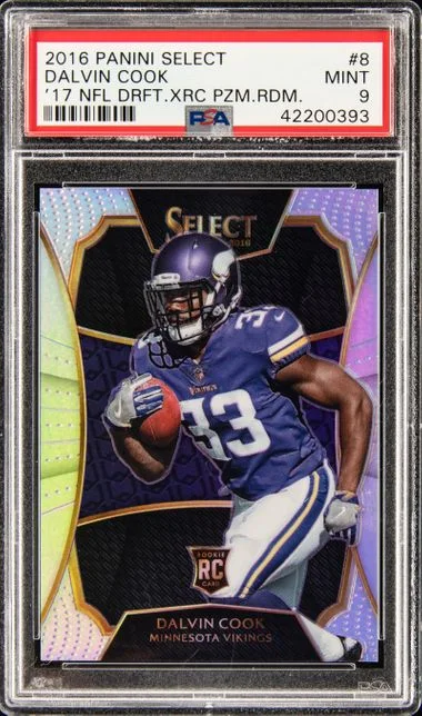 2016 Panini Select Dalvin Cook 17 NFL Draft XRC Prizm Redemption #8 card image