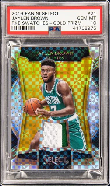 2016 Panini Select Jaylen Brown Swatches Gold Prizm #21 card image