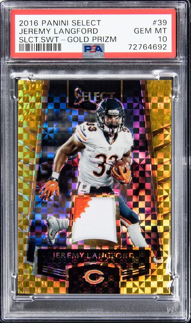 2016 Panini Select Jeremy Langford Swatches Gold Prizm #39 card image