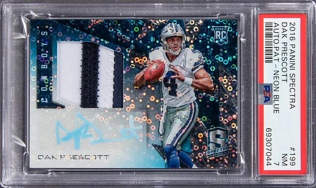 2016 Panini Spectra Dak Prescott Patch Autograph (RPA) Neon Blue #199 card image
