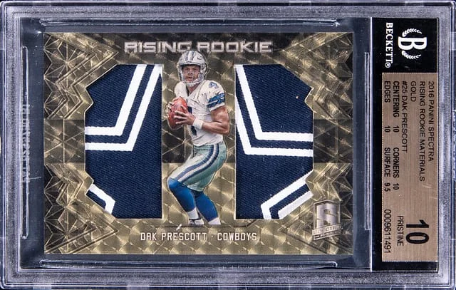 2016 Panini Spectra Dak Prescott Rising Materials Gold #25 card image