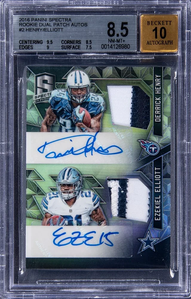 2016 Panini Spectra Derrick Henry/Ezekiel Elliott Dual Dual Patch Autographs #2 card image