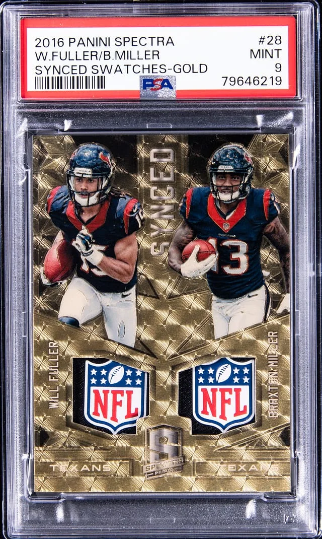 2016 Panini Spectra Will Fuller/Braxton Miller Synced Swatches Gold Vinyl #28 card image