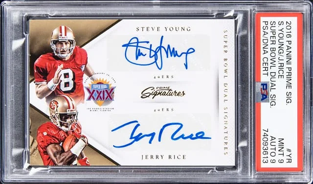 2016 Panini Steve Young/Jerry Rice Prime Signatures Super Bowl Dual Signatures #SBS-YR card image