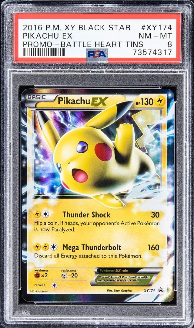 2016 P.M XY Black Star Promo - Battle Heart Tins - EX Pikachu #XY174 card image