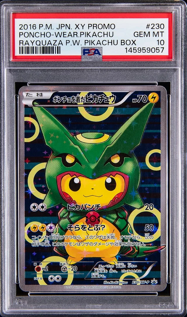 2016 Pokemon Japan XY Promo Rayquaza Poncho-Wearing Pikachu Box Poncho-Wearing Pikachu #230 card image