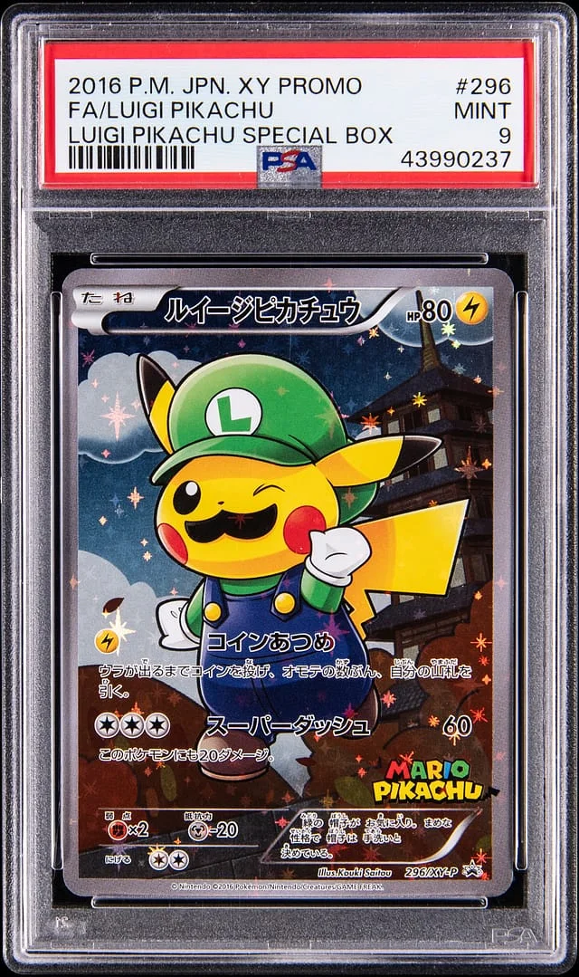 2016 Pokemon Japanese X & Y Promo Luigi Pikachu Special Box Full Art Luigi Pikachu #296 card image
