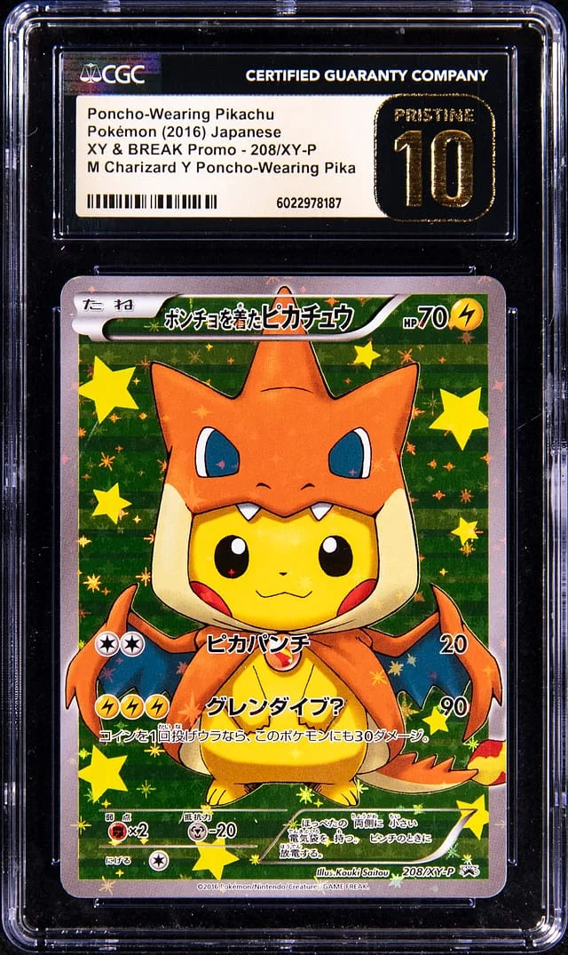 2016 Pokemon Japanese XY & BREAK Promo M Charizard Y Pikachu Special Box Poncho-Wearing Pikachu #208 card image