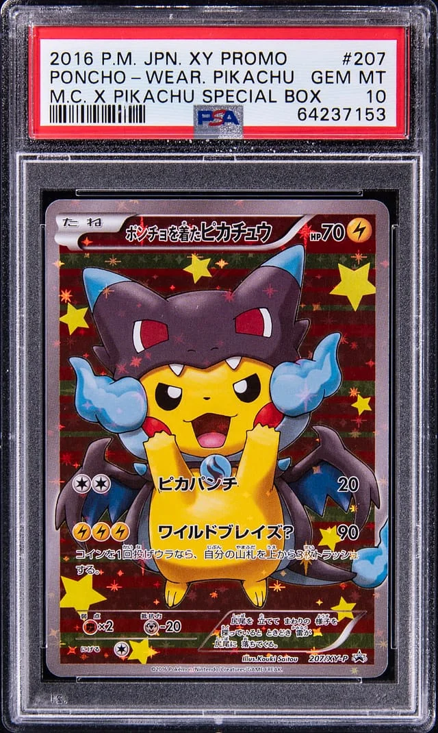 2016 Pokemon Japanese XY Promo M.C. X Pikachu Special Box Poncho-Wearing Pikachu #207 card image