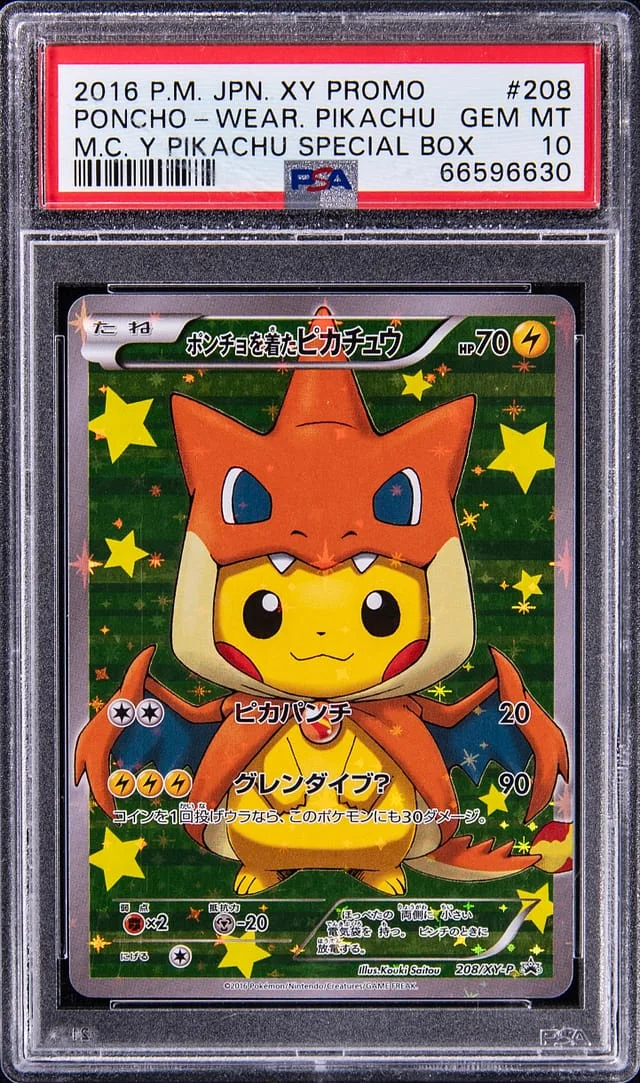 2016 Pokemon Japanese XY Promo M.C. Y Pikachu Special Box Poncho-Wearing Pikachu #208 card image