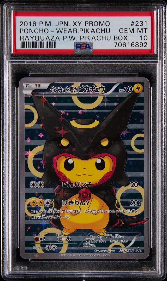 2016 Pokemon Japanese X&Y Promo Rayquaza Poncho-Wearing Pikachu Box Poncho-Wearing Pikachu #231 card image