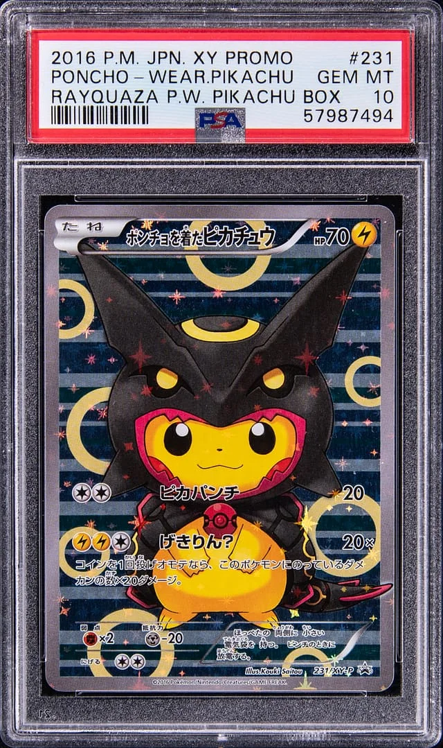 2016 Pokemon Japanese XY Promo Rayquaza P.W. Pikachu Box Poncho-Wearing Pikachu #231 card image