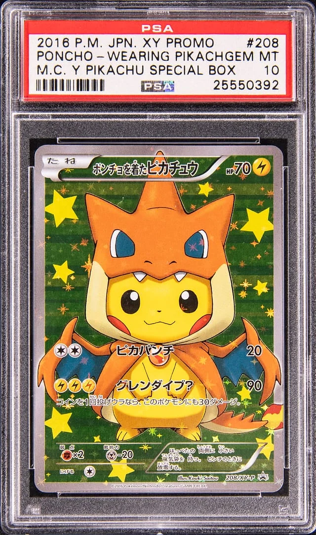 2016 Pokemon Japanese XY Special Box Promo Mega Charizard Y Poncho-Wearing Pikachu #208 card image