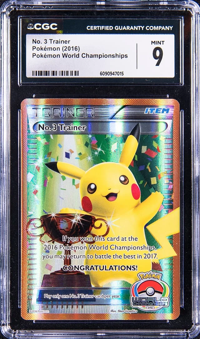 2016 Pokemon World Championships No. Trainer Trophy Pikachu #3 card image