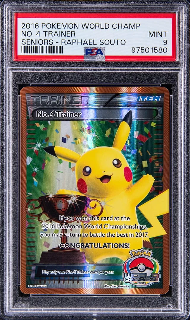 2016 Pokemon World Championships Seniors Raphael Souto No. Trainer Pikachu Trophy #4 card image