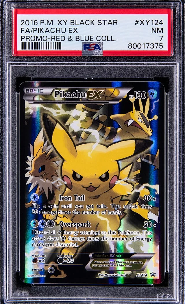 2016 Pokemon Xy Black Star Promo Red & Blue Collection Full Art/Pikachu Ex #XY124 card image